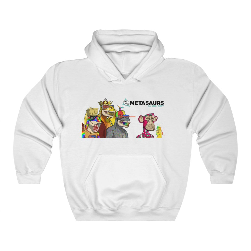 Metasaurs + Dr DMT Double-Sided Heavy Blend™ Hooded Sweatshirt (White)